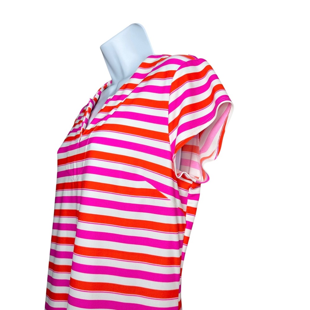 Jude Connally Laney Tunic Dress Pink Orange Stripe Resort Preppy Size L USA Made - Picture 8 of 13